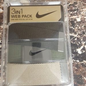NWT NIKE 3 PACK WEB BELTS UP TO SIZE 42